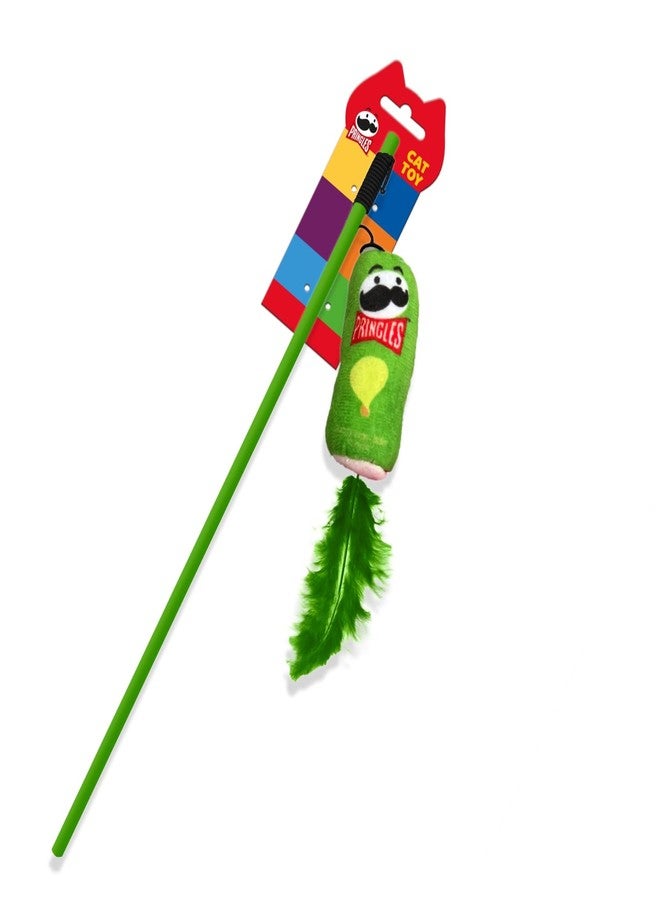 إيولو لعبة برينجلز للقطط من إيولو | لعبة قطيفة بذيل من الريش | لعبة تفاعلية للقطط | وقت لعب ممتع وآمن وجذاب (أخضر) - Image 1